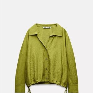 Zara Olive Green Textured Shirt and & Pants